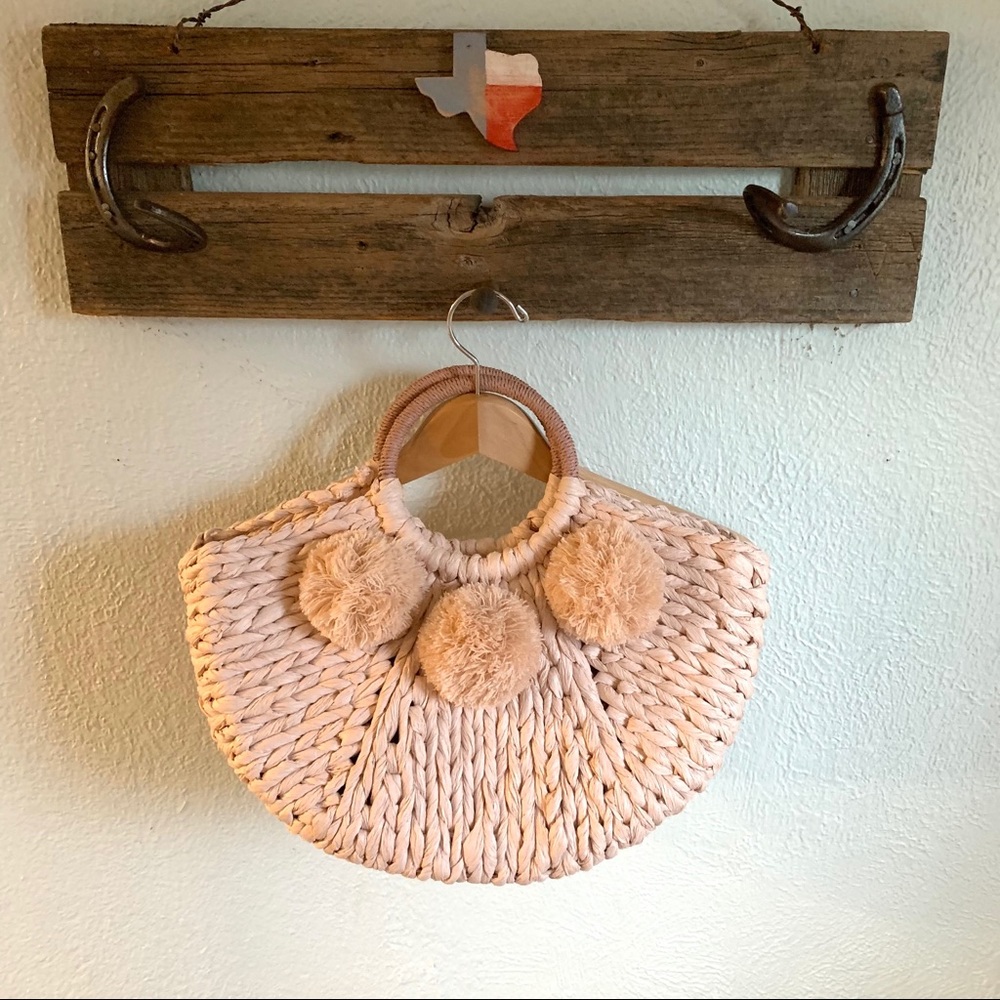 Pink Pom Pom basket purse